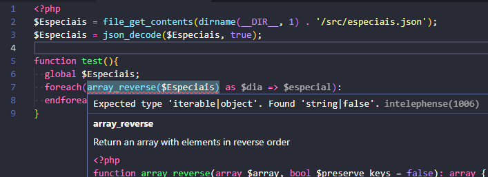 Error with variable return · Issue #1953 · bmewburn/vscode-intelephense ...