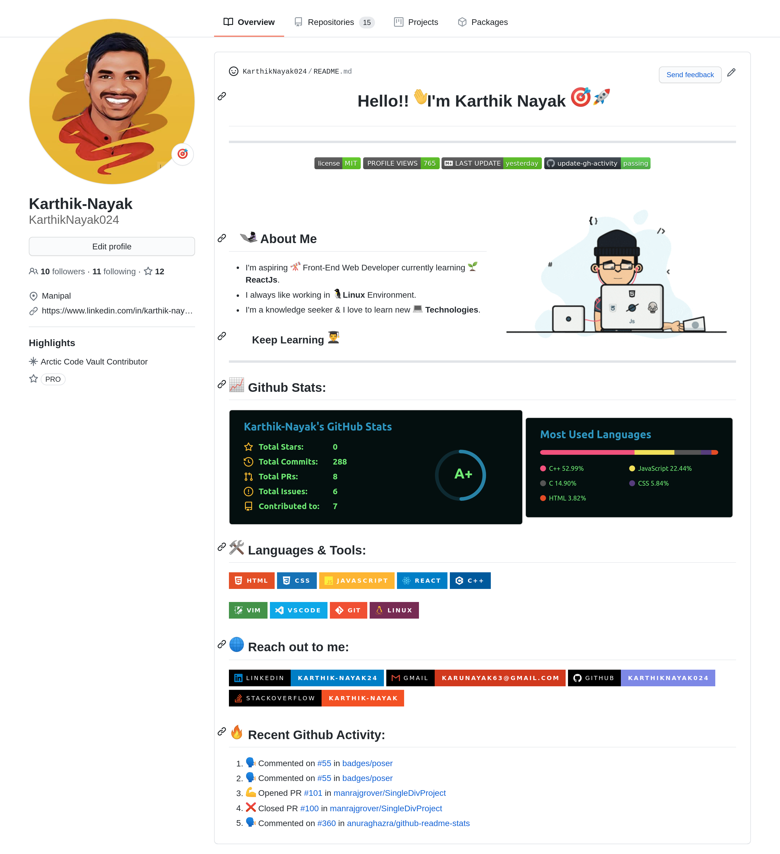 GitHub profile of {{ name }}