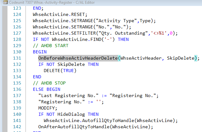 Event Request: OnBeforeWhseActivLineDelete2 ...