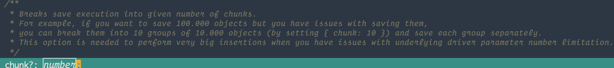 saveOptions chunk is very confusion · Issue #5050 · typeorm/typeorm ...