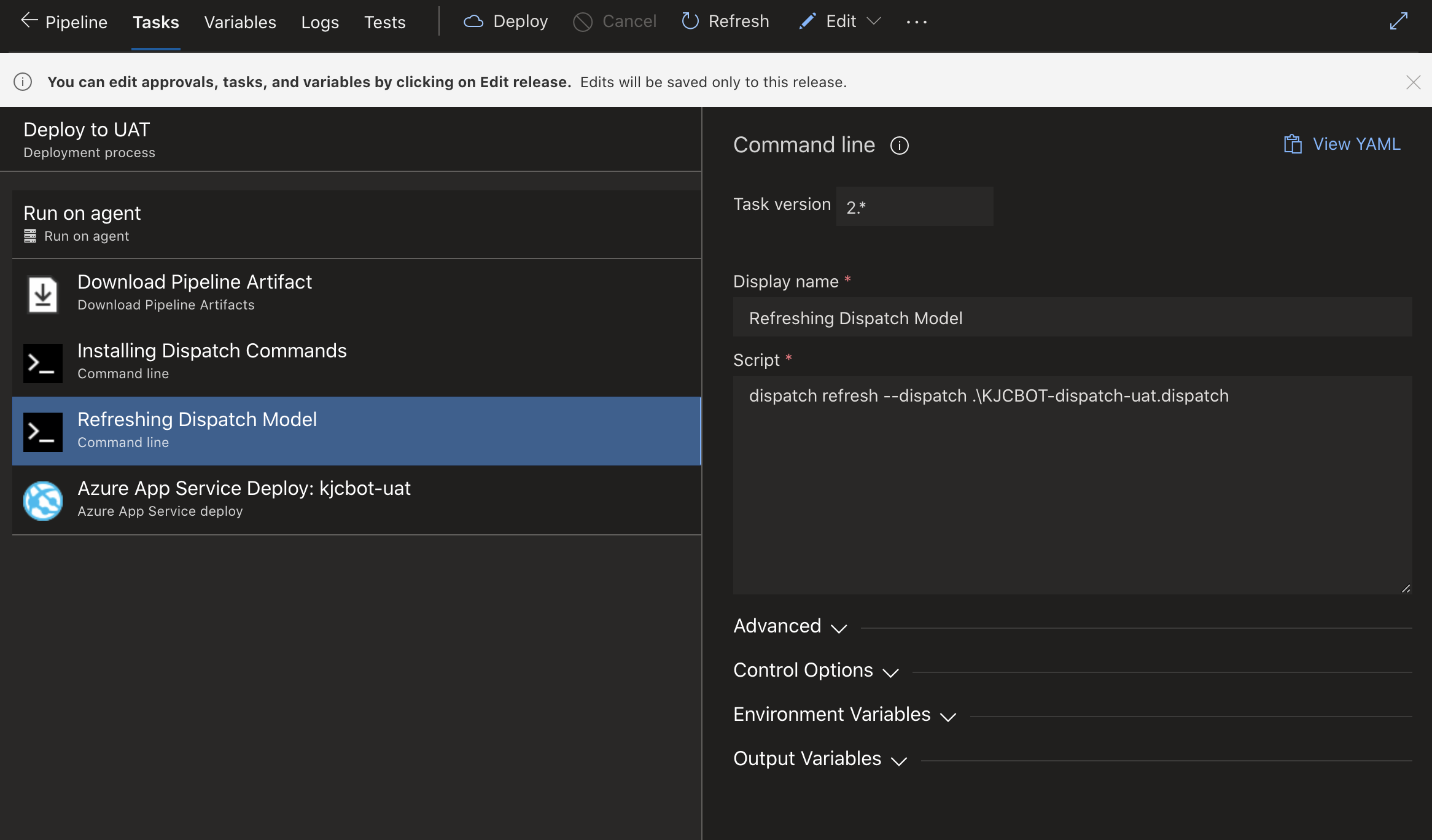 Dispatch refresh isnt working in Azure Pipelines for me · Issue #1437 ...