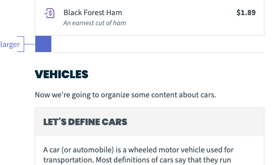 illustration of larger spacing being used to break up unrelated sections of content