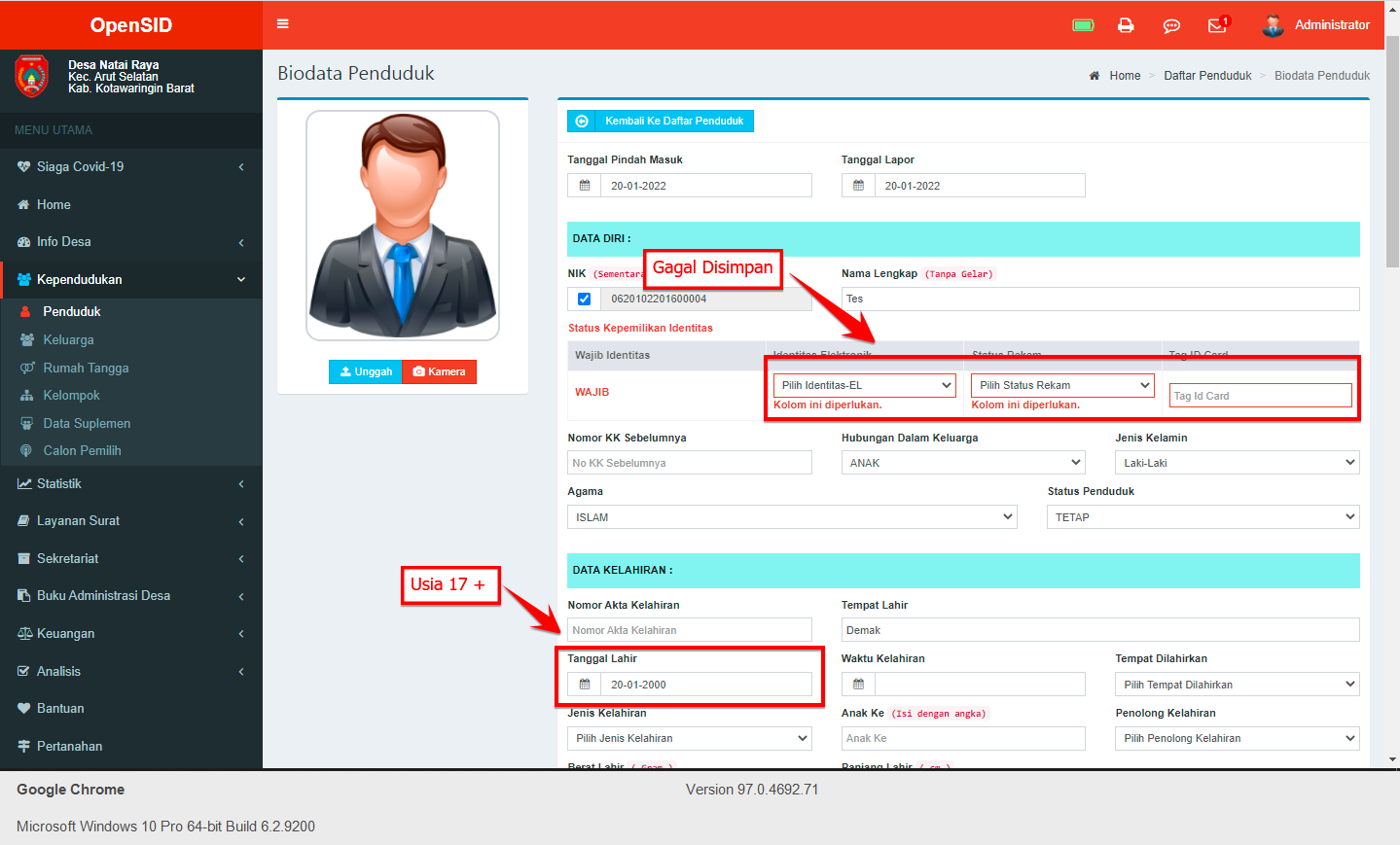 [PREMIUM] Bug/error: Gagal Simpan Penduduk Baru untuk Usia 17+ · Issue ...
