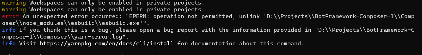 Yarn install failed in windows · Issue #6515 · microsoft/BotFramework ...