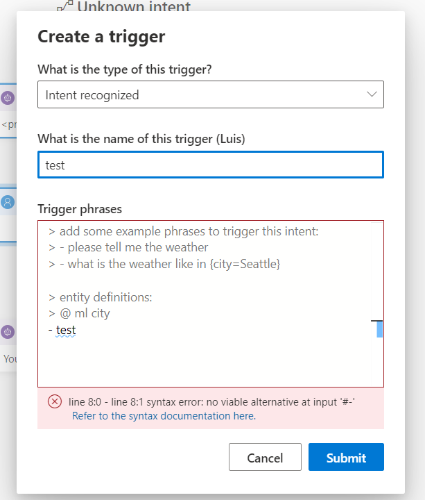 create new trigger can not update the error message when the name ...