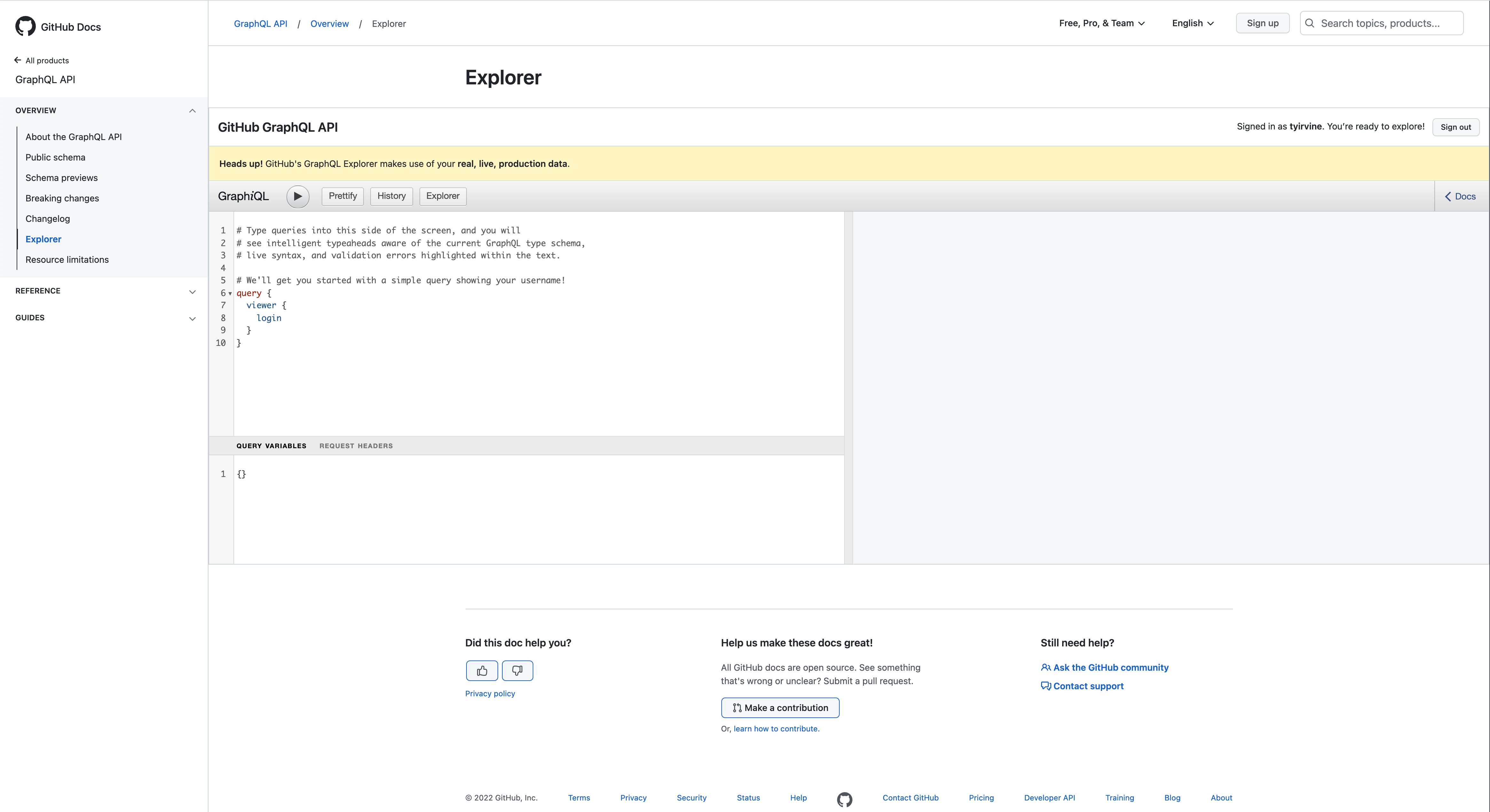 GraphQL Explorer is short height-wise · Issue #14925 · github/docs · GitHub