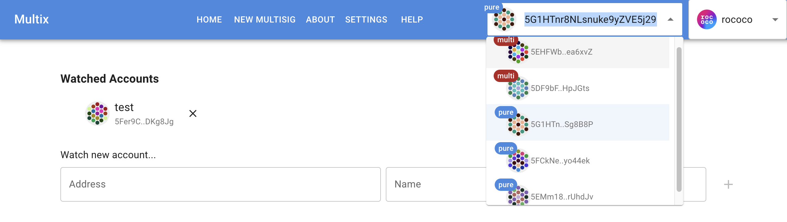 Differentiate between owned and watched accounts in drop down selector