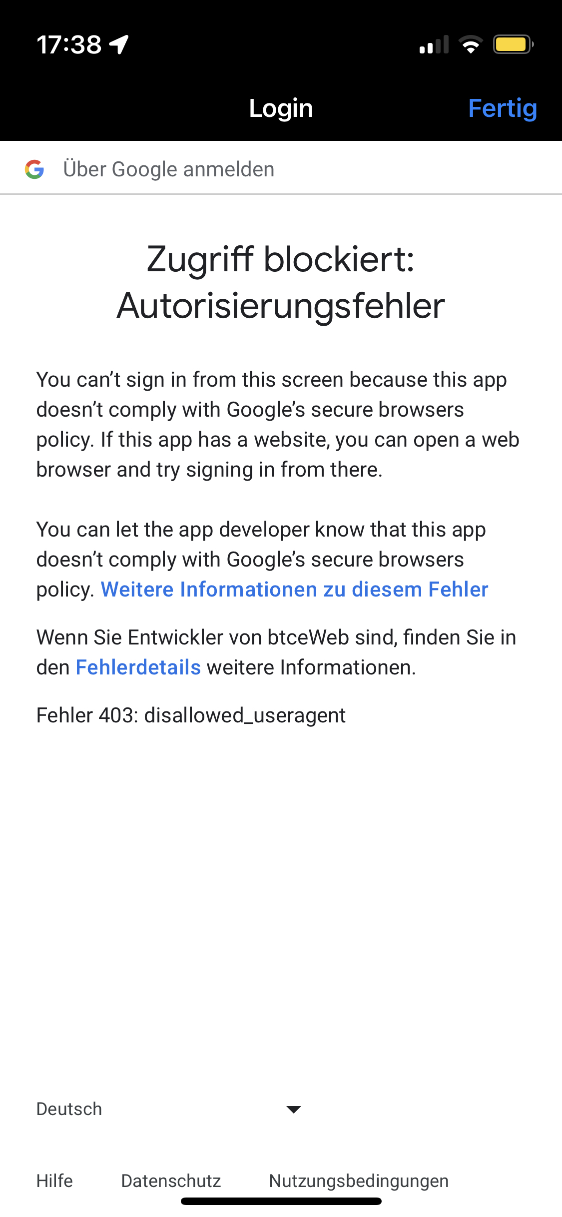 Google SSO Error Disallowed User Agent · Issue 66 · Capgo/capacitor