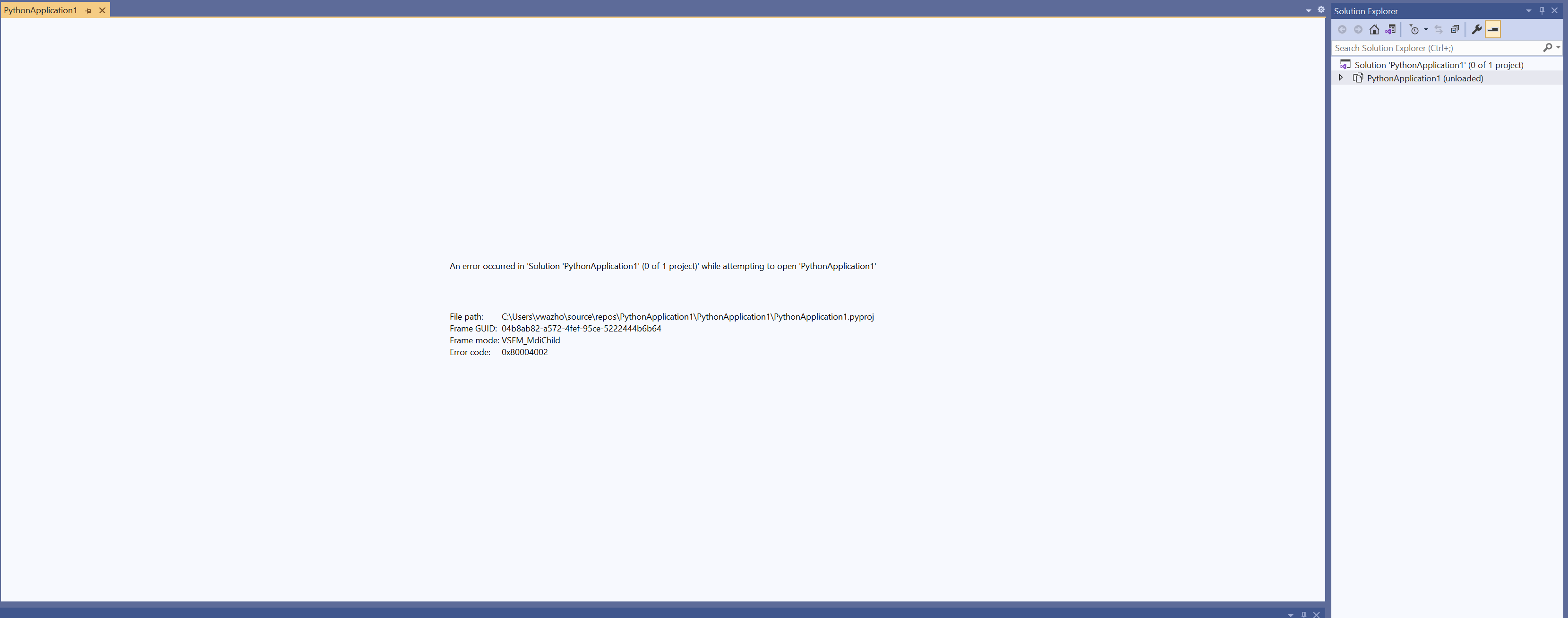 An error occurred while attempting to reload a python project. · Issue ...