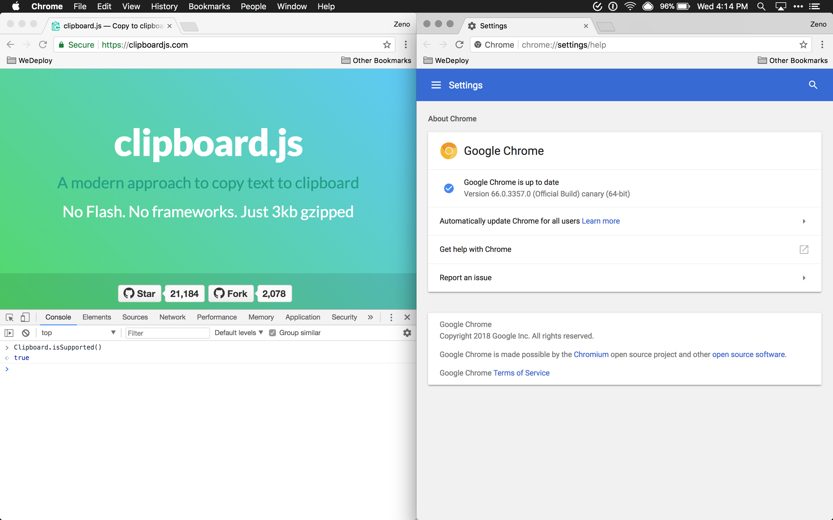 Fails with new browsers (firefox/chrome) · Issue 522 · zenorocha