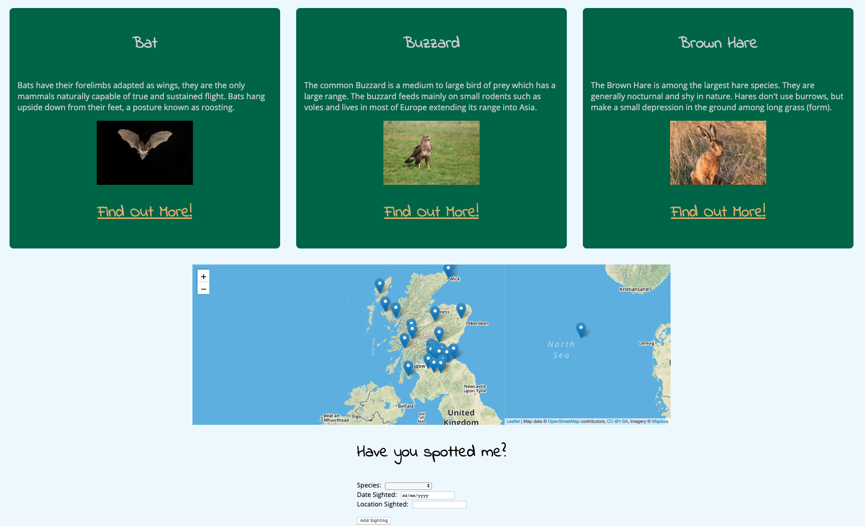 GitHub - shonamckenzie/nature-tracker: Educational web app utilising ...