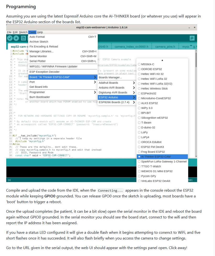 Documentation · Issue #95 · easytarget/esp32-cam-webserver · GitHub