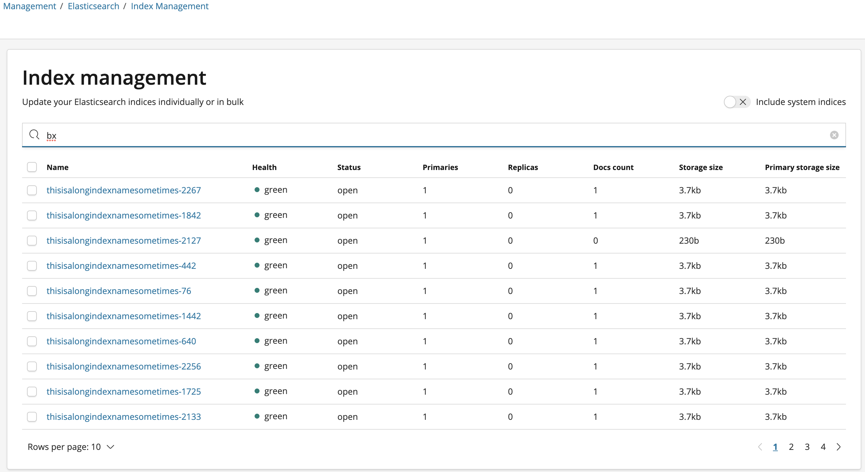 [ElasticsearchUI]Index Management filter not accurate with high number
