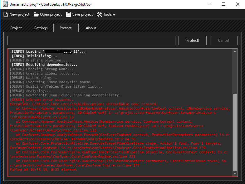 [ERROR] Unknown error occurred. · Issue #663 · yck1509/ConfuserEx · GitHub