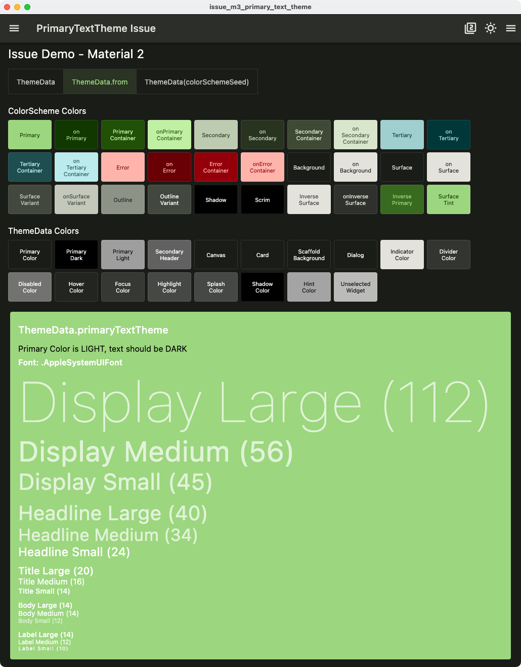 Wrong Contrast Color on `ThemeData.primaryTextTheme` in Dark Mode ...