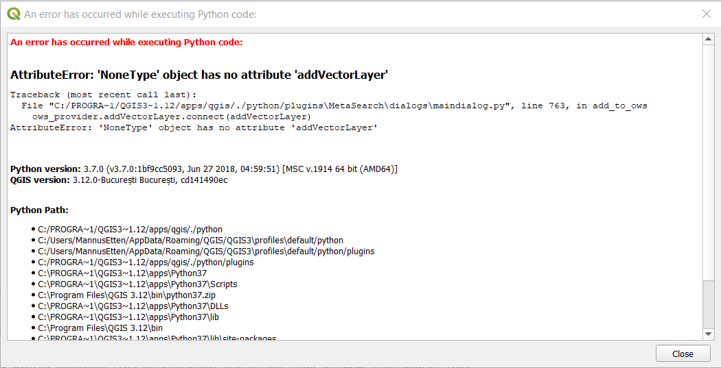 metasearch python error when trying to add a resource that is available ...
