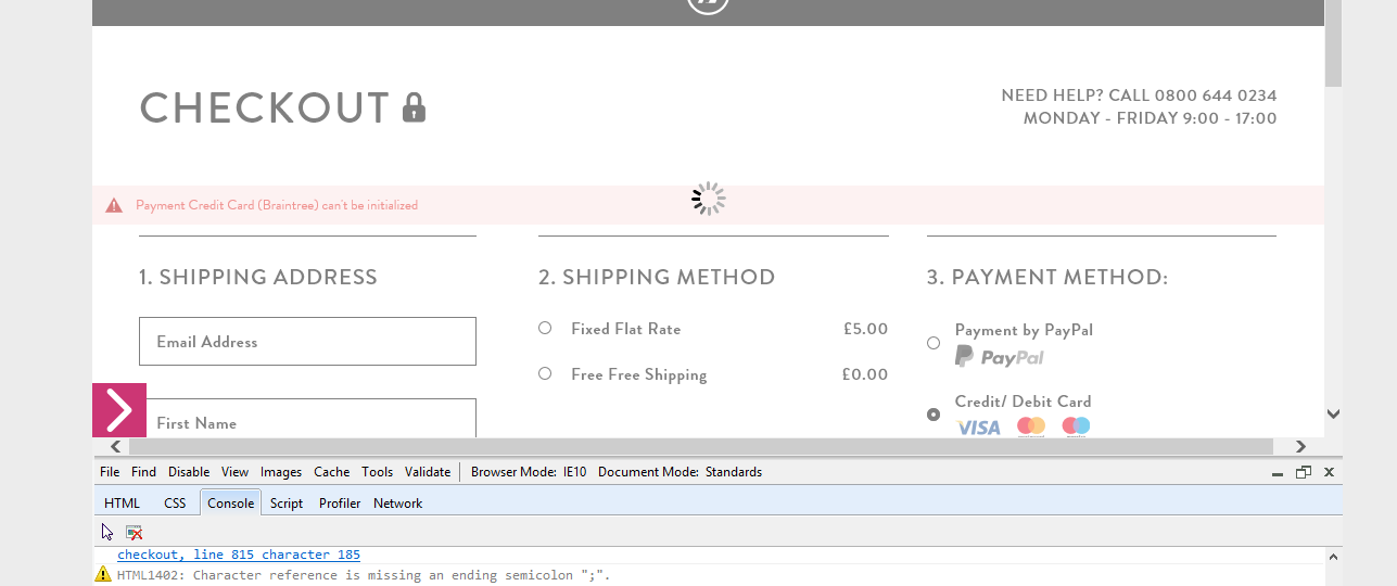 Payment method (Braintree) can't be initialised IE10 · Issue #13860 ...