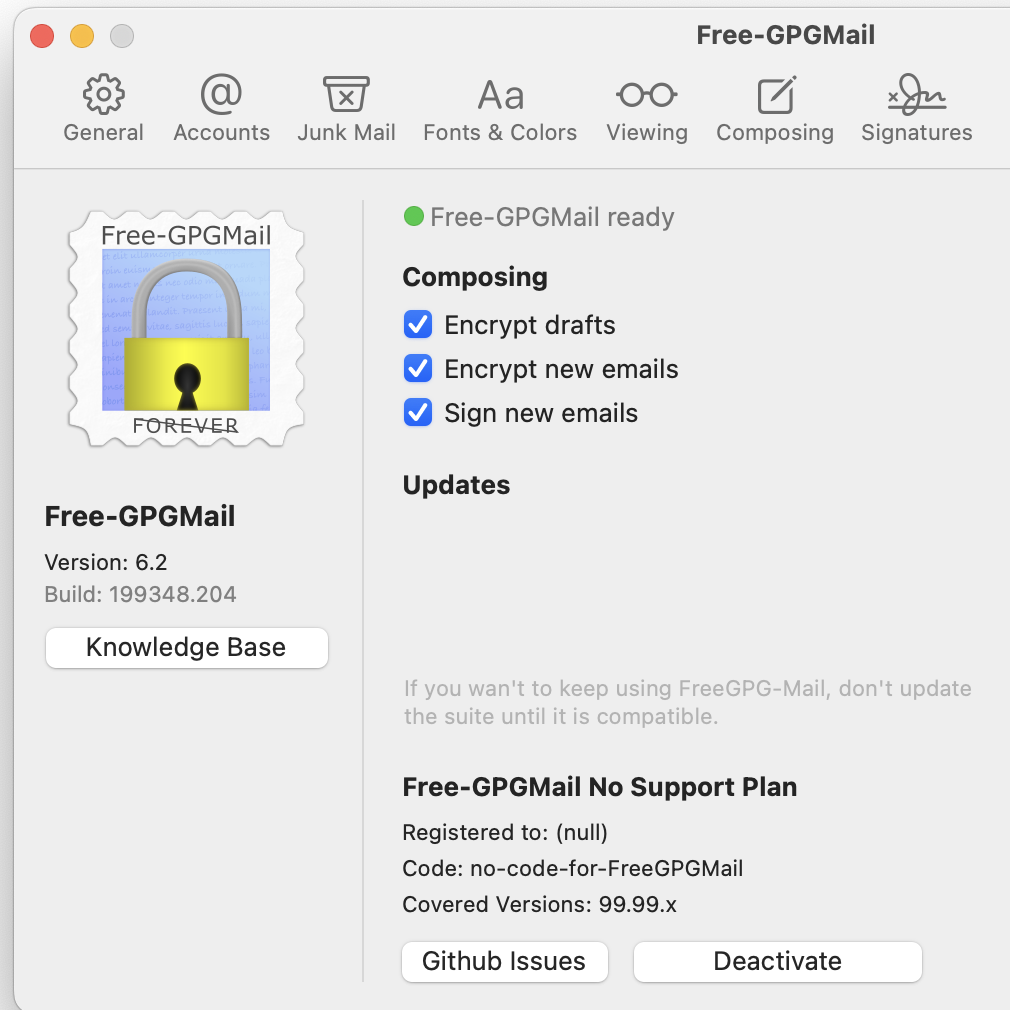 Ventura - sending encrypted generates error in key lookup, but ...