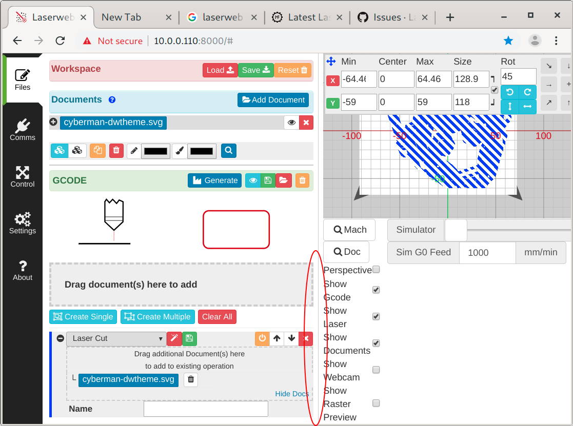 CAM operation scrollbar does not appear using dev bundle in Chrome