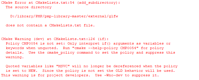 Cmake error · Issue #36 · pmp-library/pmp-library · GitHub