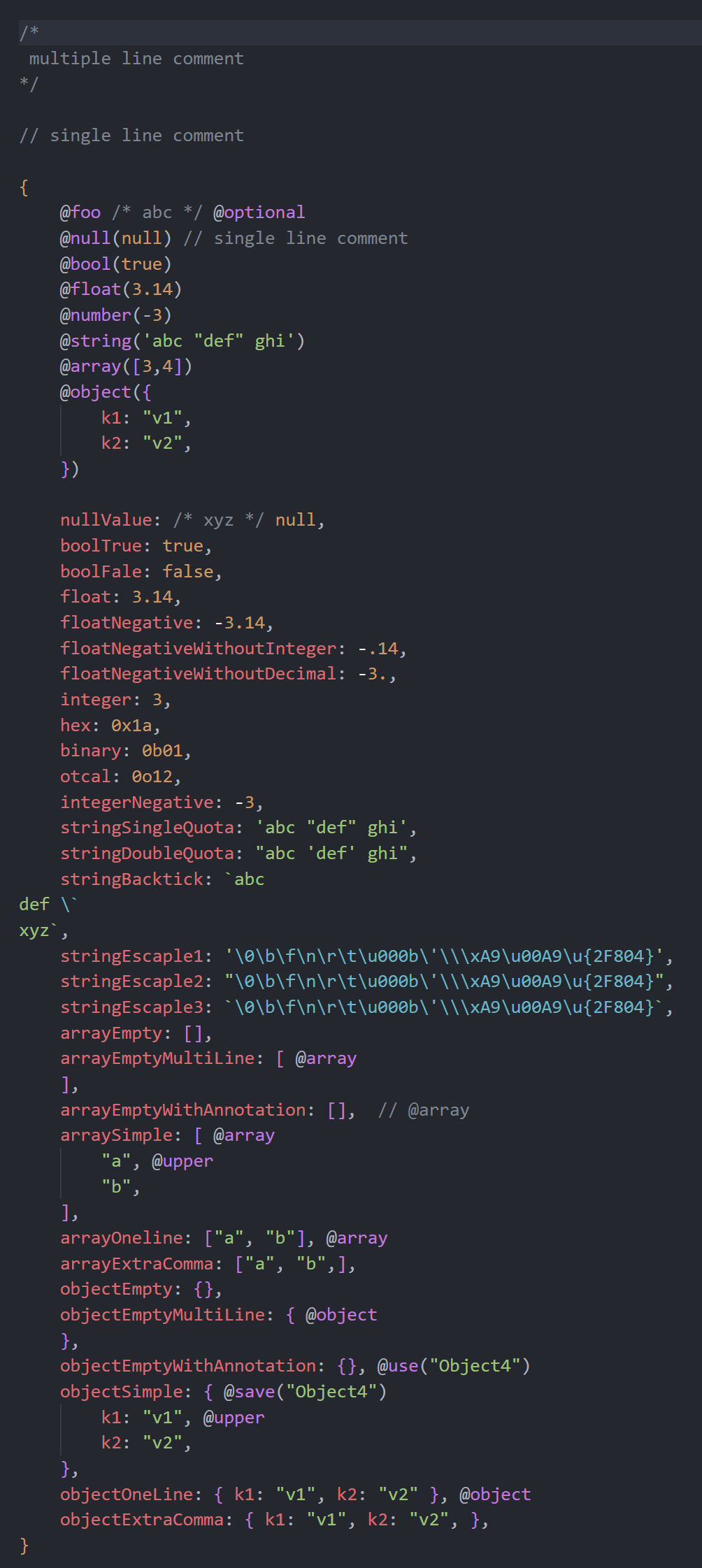 JSONA syntax in VS Code