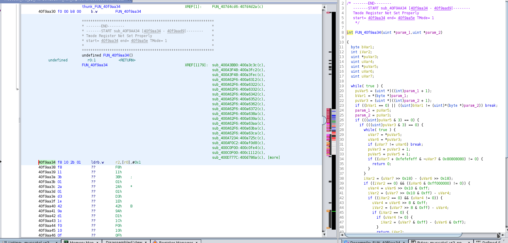 function decompiled but assembly code went missing from a ghidraScript ...