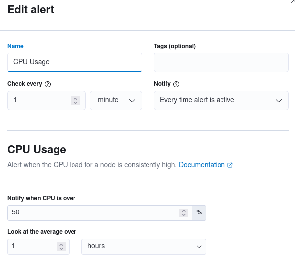 [Stack Monitoring] CPU Usage duration for alerting is not correctly