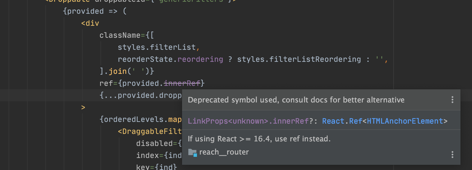 innerRef deprecated · Issue #1899 · atlassian/react-beautiful-dnd · GitHub