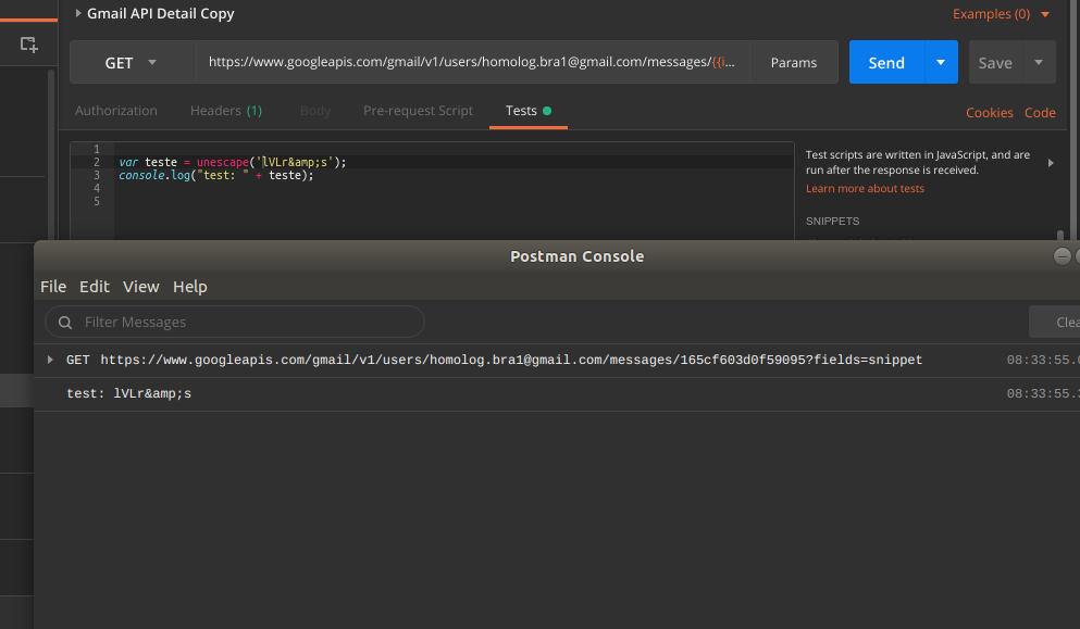 Command unescape javascript dont'n working in Tests · Issue 5083
