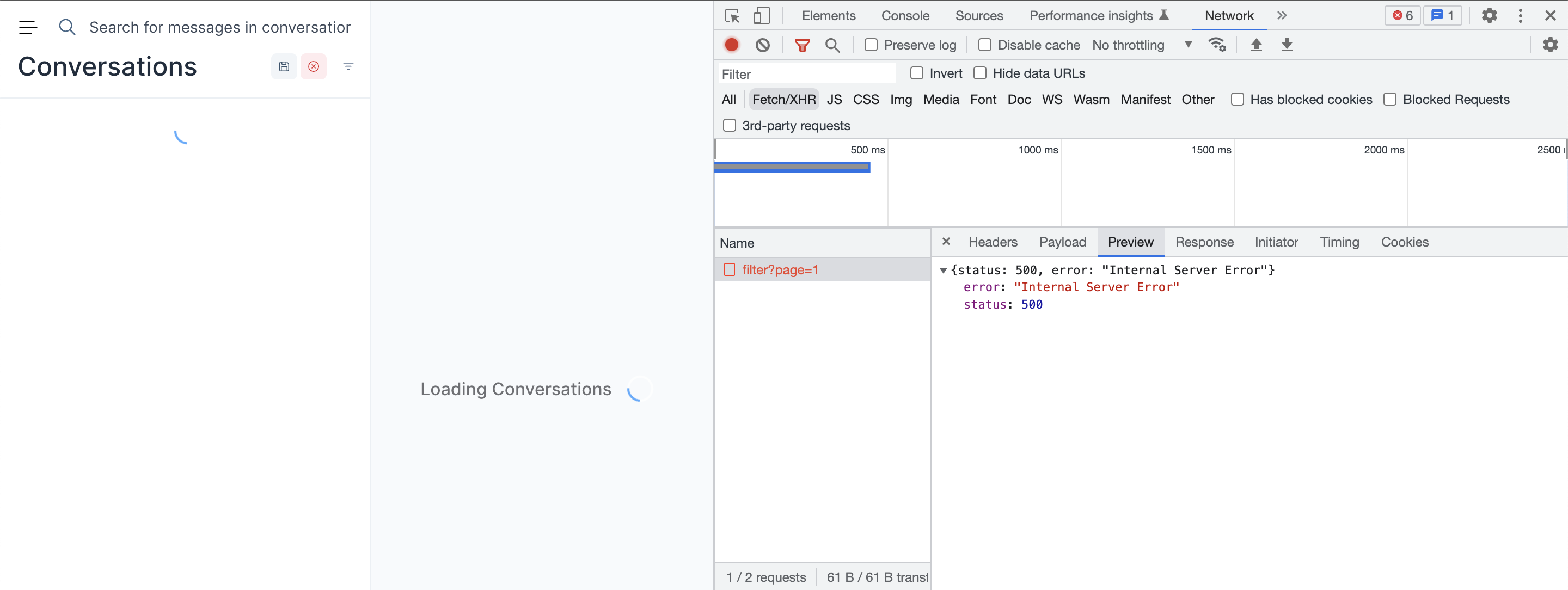 conversation identifier filter giving 500 internal server error · Issue ...
