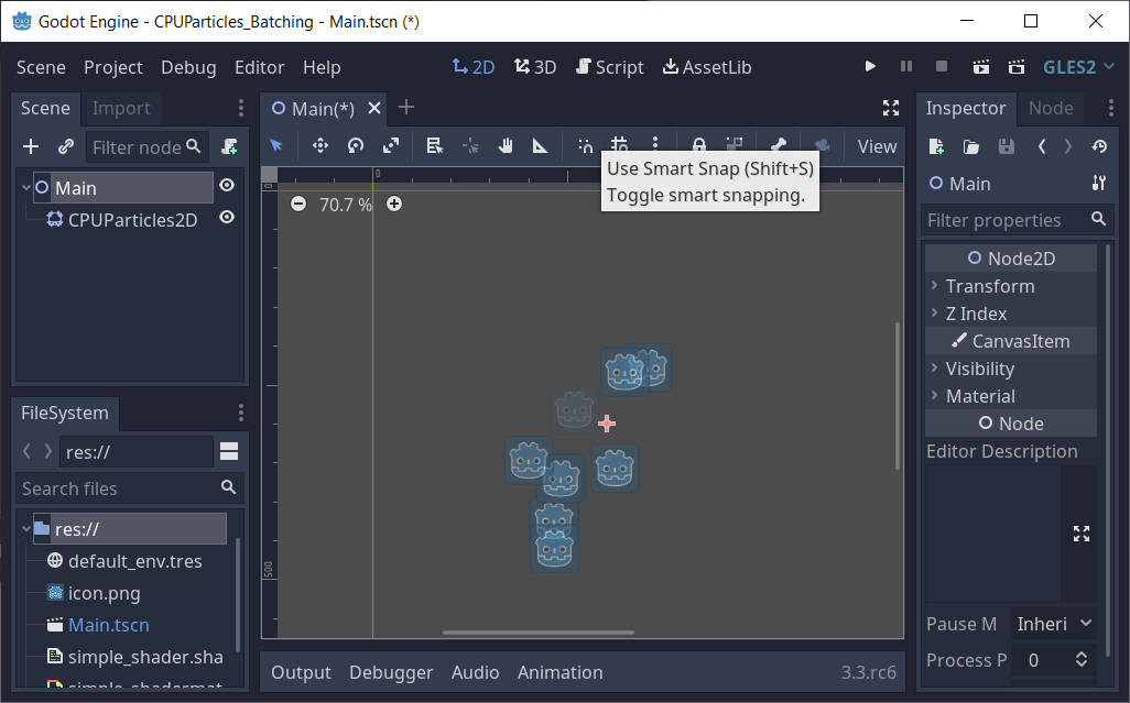 Batching: CPUParticles with custom shader broken in 3.3-rc6 · Issue ...