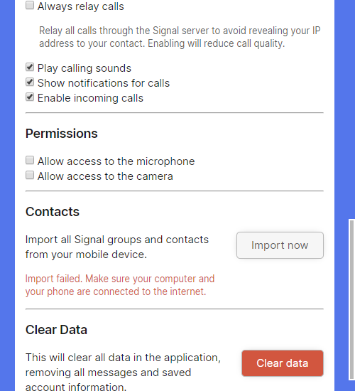 preferences import failed