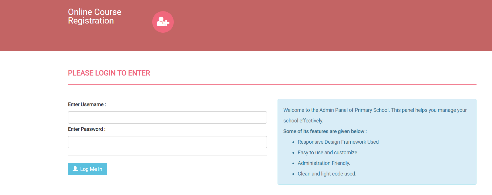 admin panel