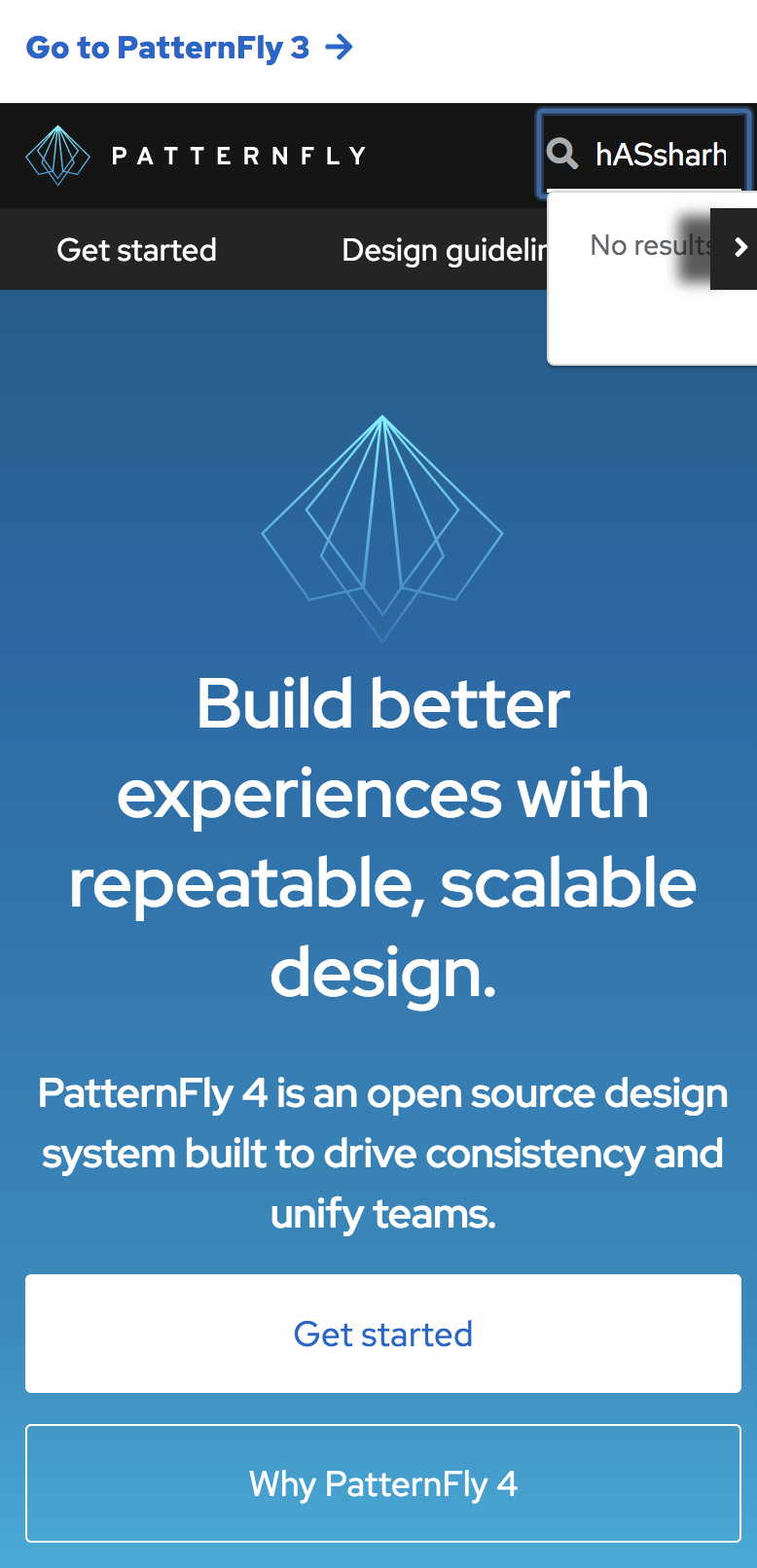 Search on mobile view broken · Issue #1234 · patternfly/patternfly-org ...