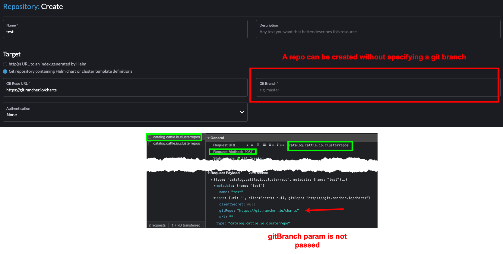 User Can Create edit A Git Chart Repo With An Empty Git Branch Field