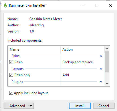 GitHub - eileenthg/resin-meter: Rainmeter skin for Genshin notes