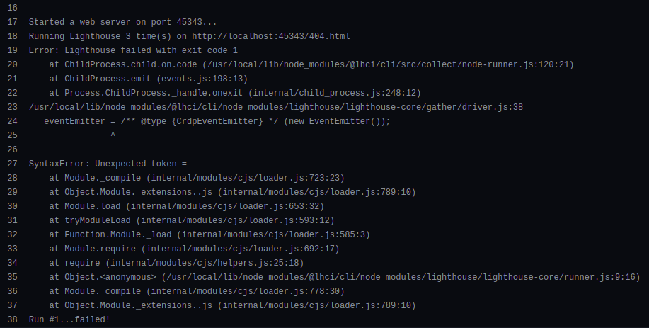 SyntaxError: Unexpected token = · Issue #657 · GoogleChrome/lighthouse ...