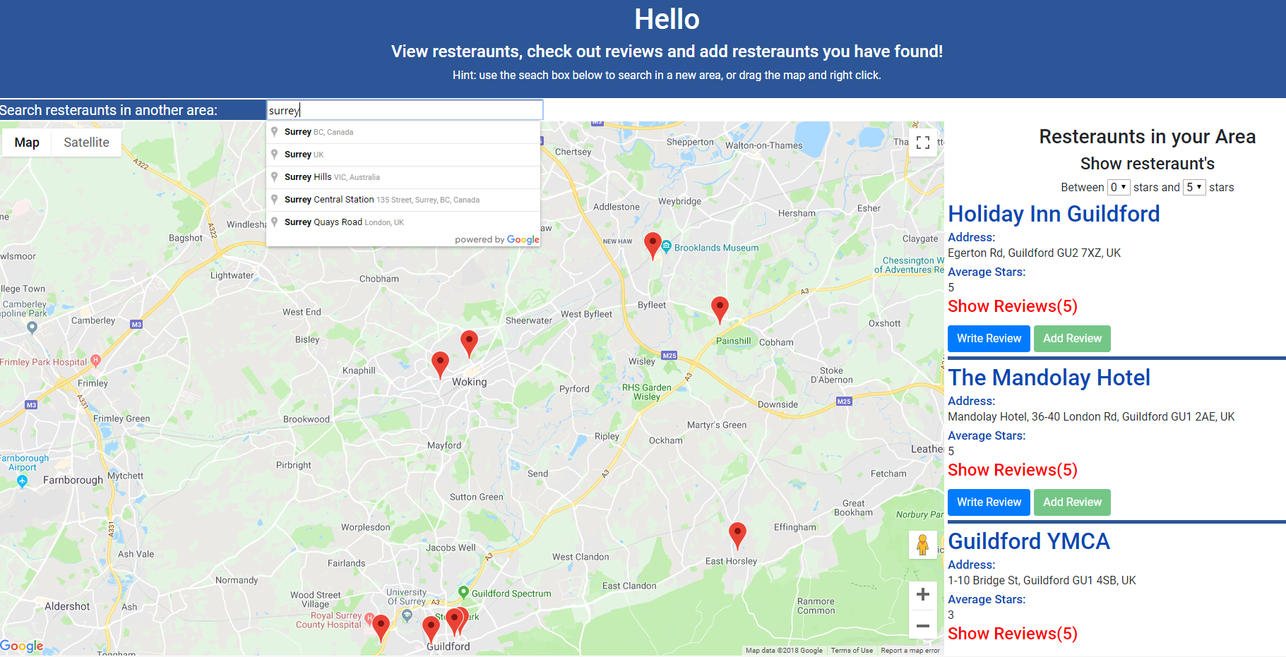 GitHub - gwhi94/Resteraunt-Finder: A JavaScript based web app allowing ...