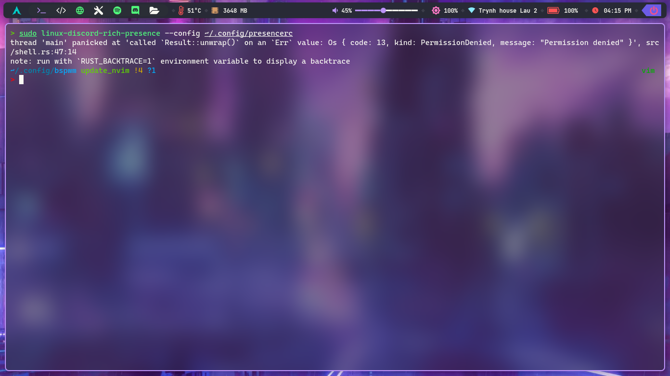Error permission denied issue 8 trickybestia linux discord rich