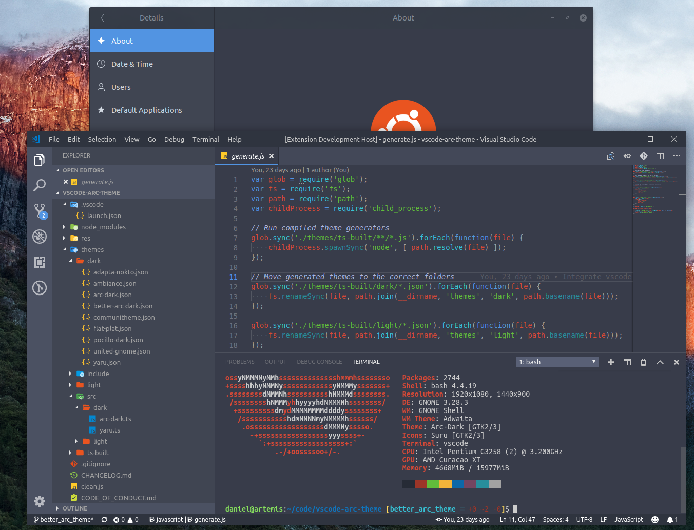 Arc colors too washed out · Issue #12 · rdnlsmith/vscode-linux-themes ...