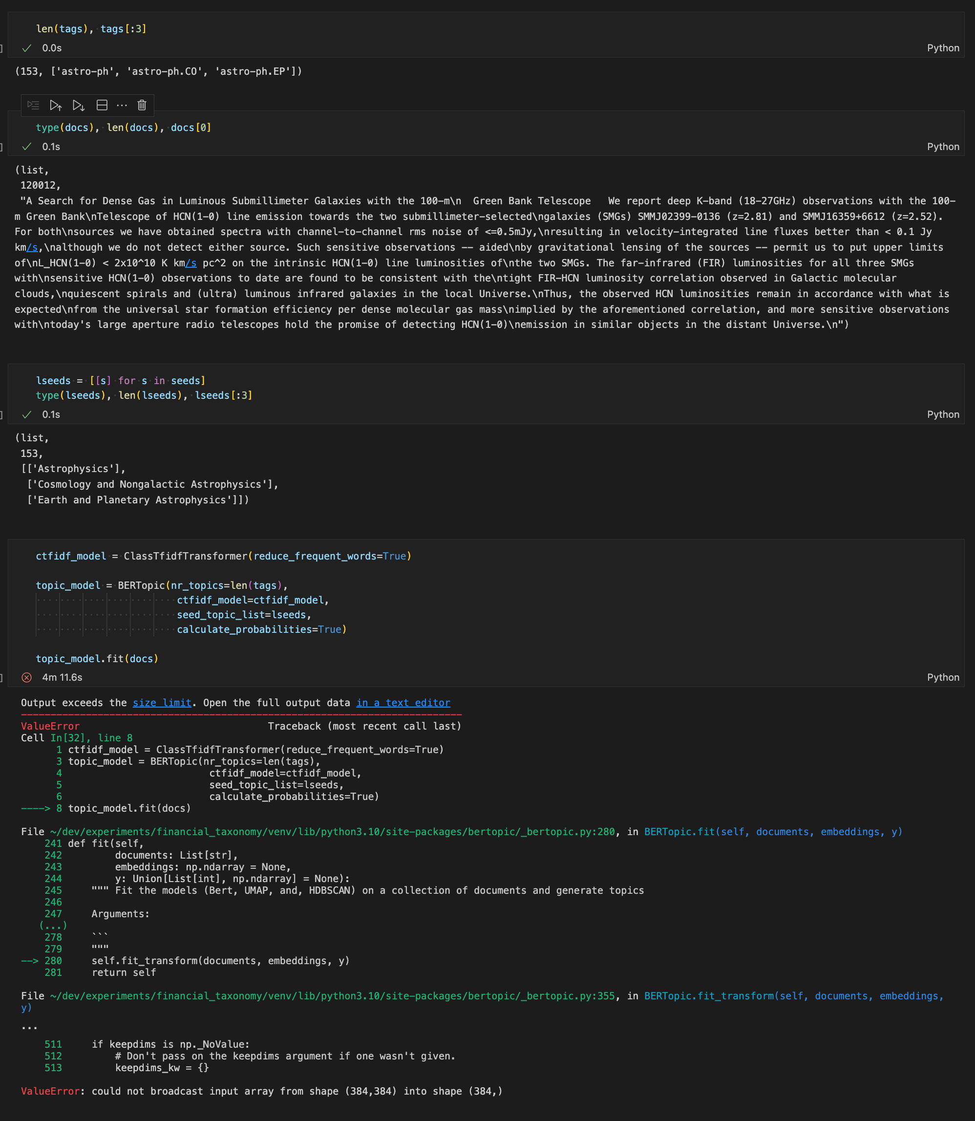 Valueerror with guided topic modeling on arxiv abstracts issue 1001