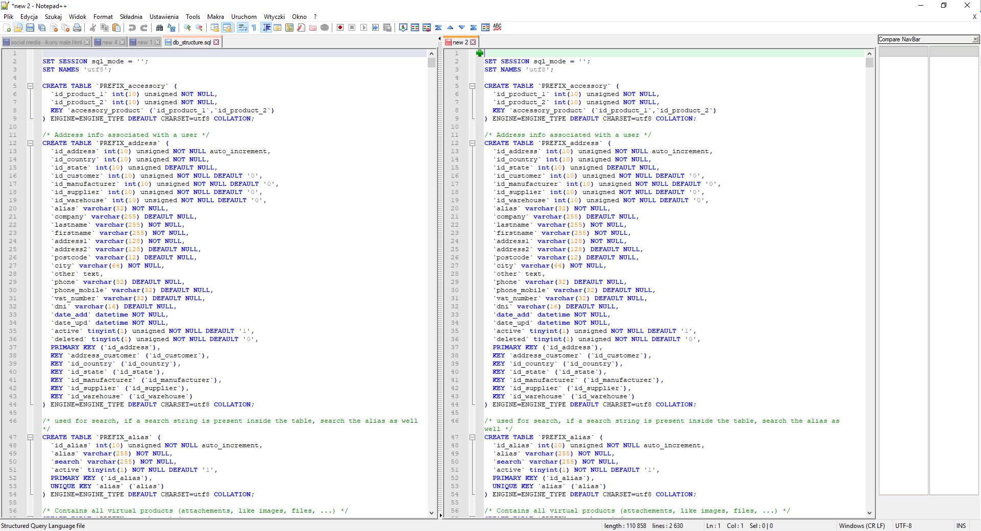 sql compare