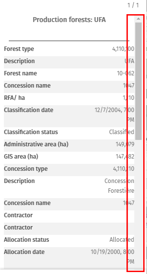 The formatting of the scroll bar in the data tab does not match ...