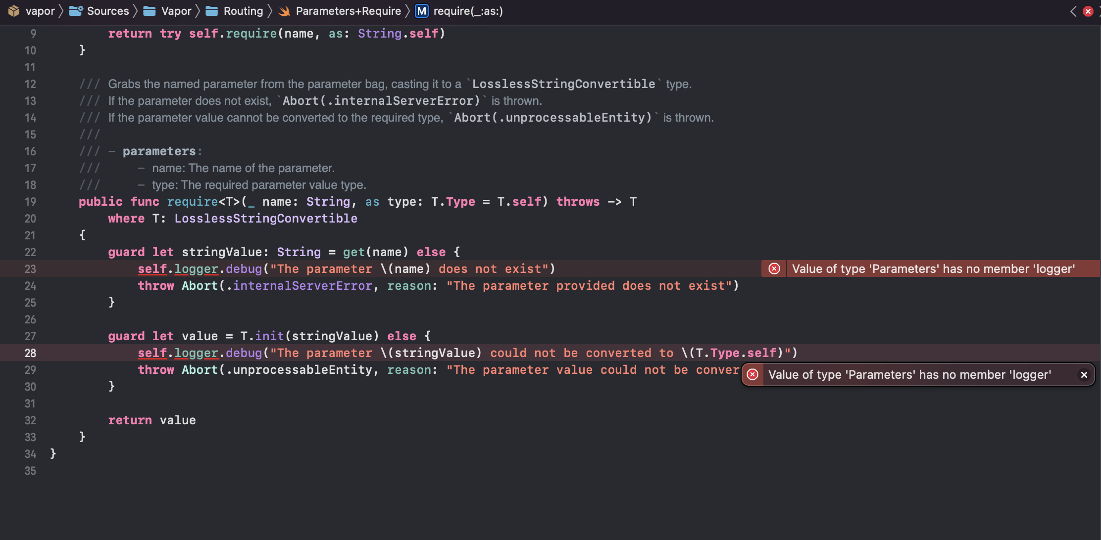 Issue Value of type Parameters has no member of logger · Issue #2841 ...
