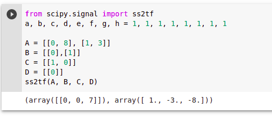 ss2tf got the wrong output · Issue #15537 · scipy/scipy · GitHub