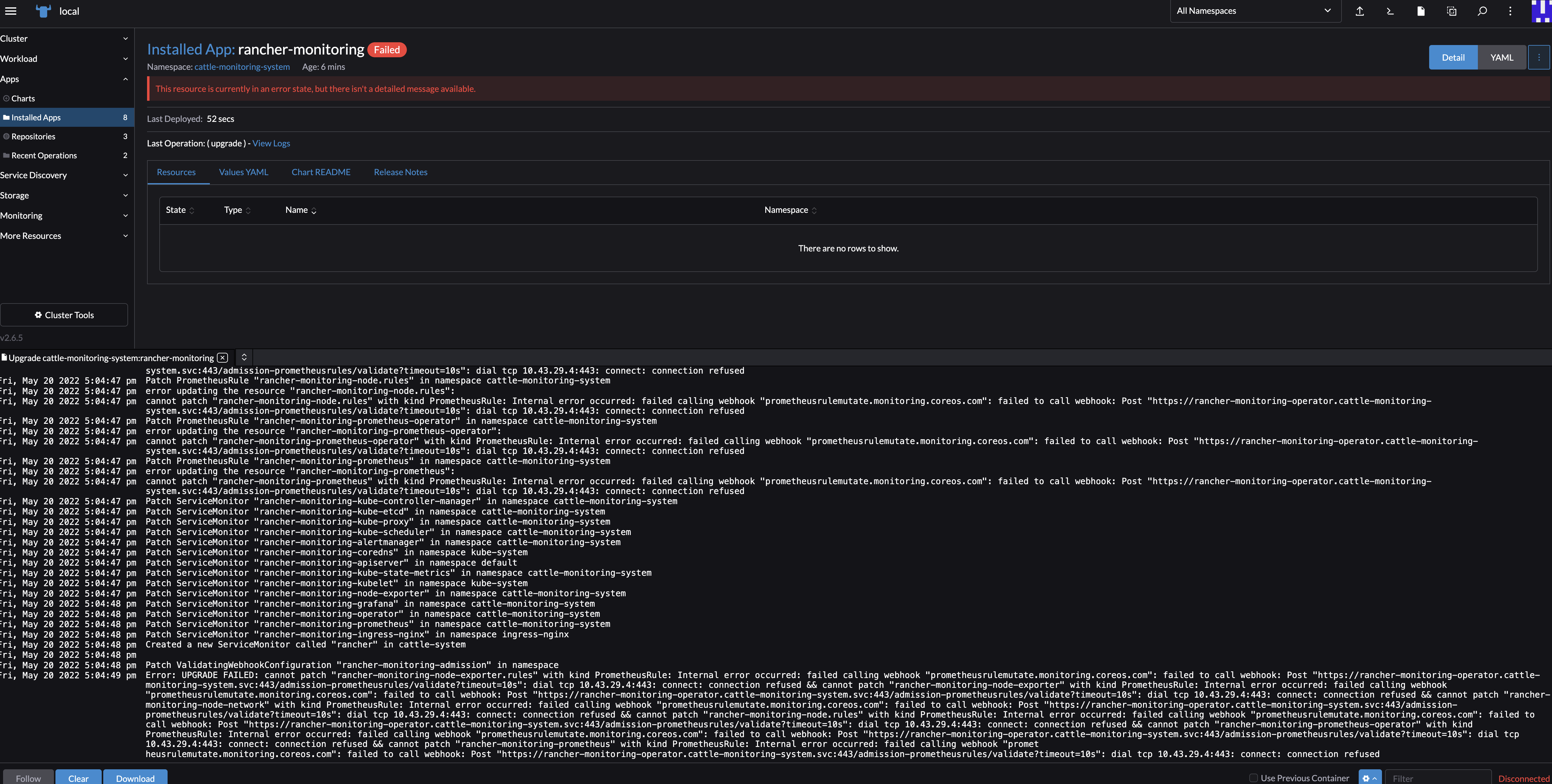 [Monitoring V2] Upgrade 100.1.0+up19.0.3 > 100.1.2+up19.0.3 fails with ...