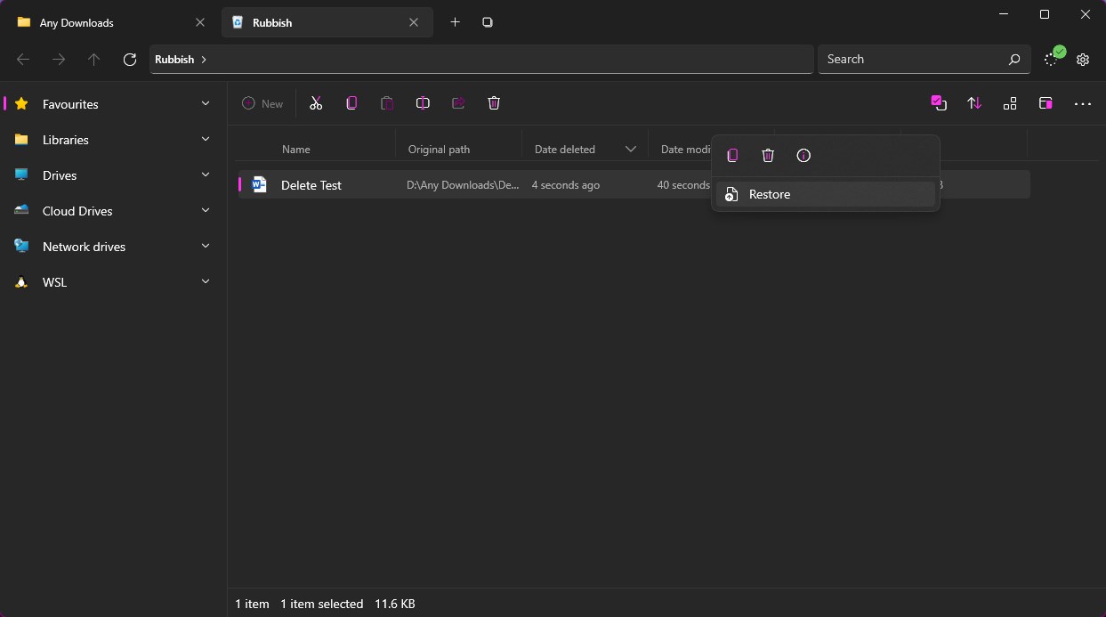 Restore From Recycle Bin Loses Filetype Issue 6709 Files community
