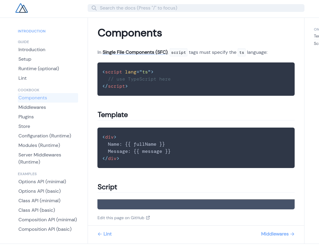 Issue on documentation site (components page) · Issue #495 · nuxt ...