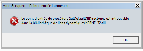 ERROR: The Procedure entry point setDefaultDllDirectories could not be ...