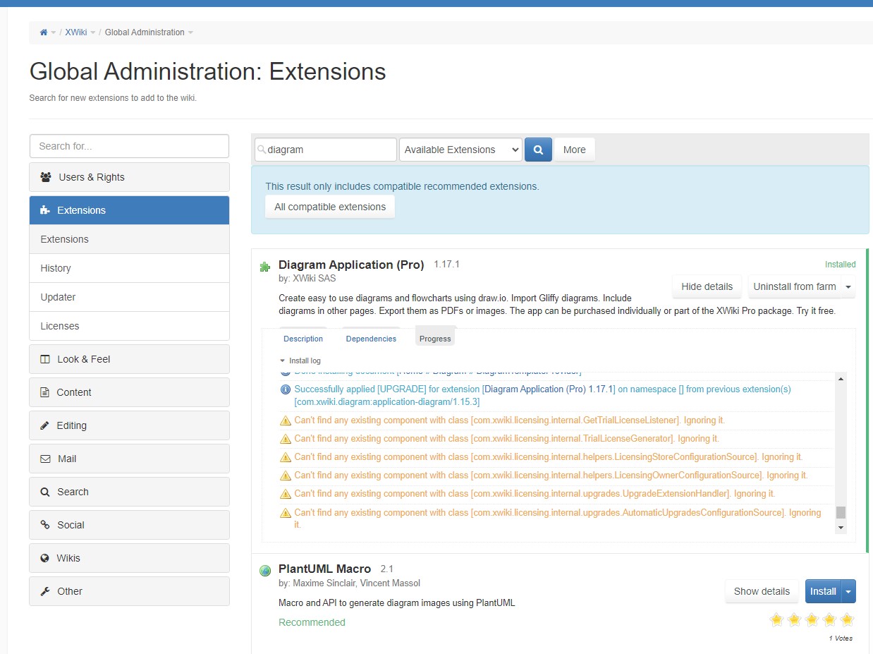 Licenses warnings appear in the EM when upgrading the Diagram app to